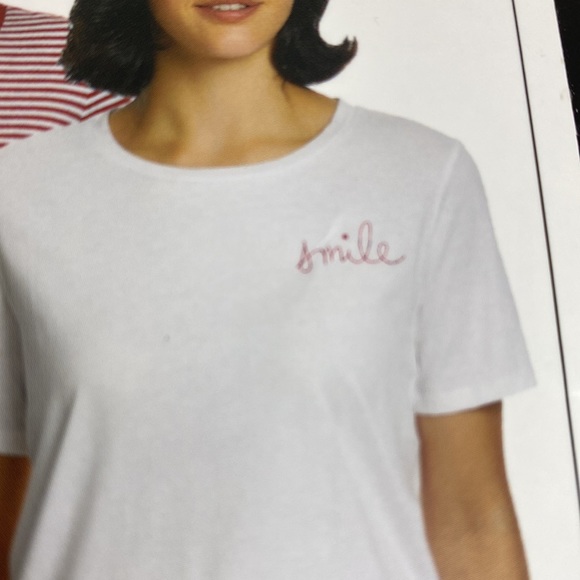 Ella Moss 2 pack tees NEW! Size XXL, red stripe and white “smile” embroidered - Picture 7 of 10